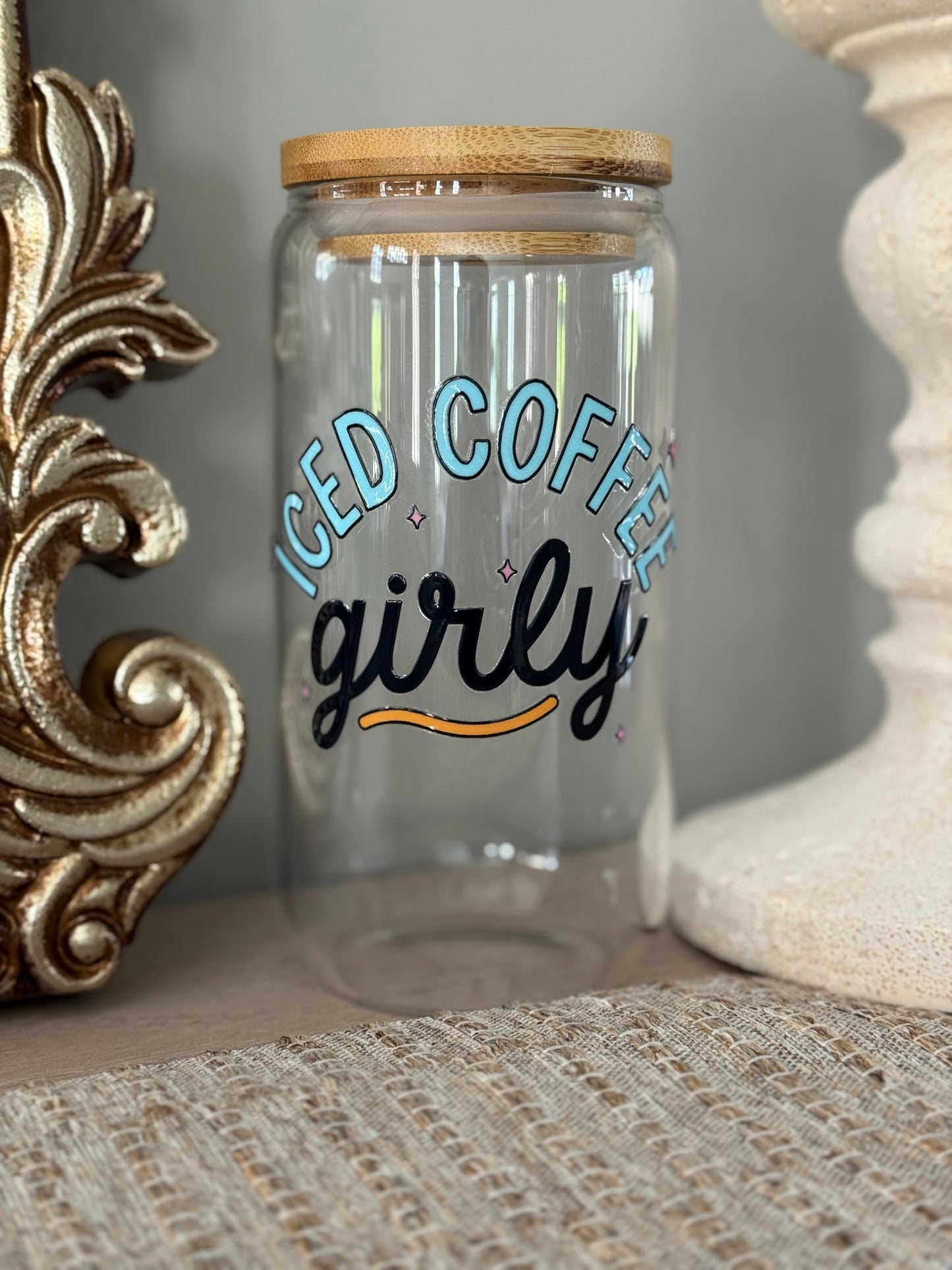 Iced Coffee Girly 16oz Glass Cup
